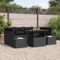 vidaXL Set da Pranzo da Giardino 7 Pezzi con Cuscini Nero in Rattan Sintetico e Acacia vidaXL Set da Pranzo da Giardino 7 Pezzi con Cuscini Nero in Rattan Sintetico e Acacia