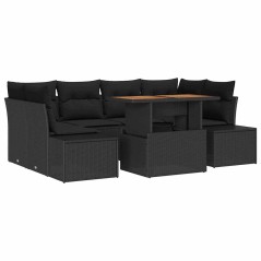 vidaXL Set da Pranzo da Giardino 7 Pezzi con Cuscini Nero in Rattan Sintetico e Acacia