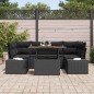 vidaXL Set da Pranzo da Giardino 7 Pezzi con Cuscini Nero in Rattan Sintetico e Acacia vidaXL Set da Pranzo da Giardino 7 Pezzi con Cuscini Nero in Rattan Sintetico e Acacia