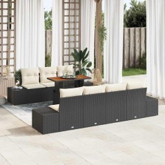vidaXL Set da Pranzo da Giardino 8 Pezzi con Cuscini in Rattan Composito Nero e Acacia