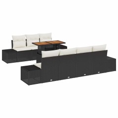vidaXL Set da Pranzo da Giardino 8 Pezzi con Cuscini in Rattan Composito Nero e Acacia