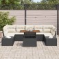 vidaXL Set da Pranzo da Giardino 8 Pezzi con Cuscini in Rattan e Poliestere Nero, Struttura in Acacia