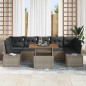 vidaXL Set da Pranzo da Giardino 8 Pezzi con Cuscini Grigi in Poly Rattan e Acacia vidaXL Set da Pranzo da Giardino 8 Pezzi con Cuscini Grigi in Poly Rattan e Acacia
