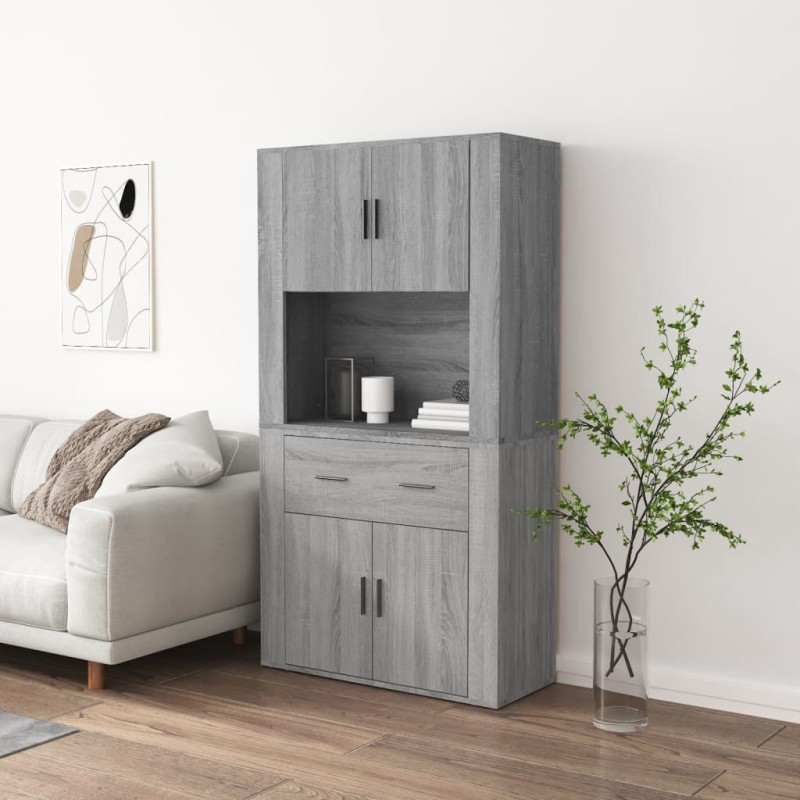Credenza Grigio Sonoma in Legno Multistrato Credenza Grigio Sonoma in Legno Multistrato