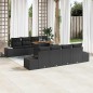 vidaXL Set da Pranzo da Giardino 9 Pezzi con Cuscini in Rattan Nero e Piano in Acacia