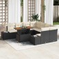 vidaXL Set da Pranzo per il Giardino 9 Pezzi con Cuscini in Rattan Polietileno Nero e Acacia