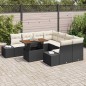vidaXL Set da Pranzo per il Giardino 9 Pezzi con Cuscini in Rattan Polietileno Nero e Acacia