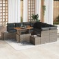 vidaXL Set da Pranzo da Giardino in 9 Pezzi con Cuscini Grigi in Rattan Sintetico e Acacia vidaXL Set da Pranzo da Giardino in 9 Pezzi con Cuscini Grigi in Rattan Sintetico e Acacia