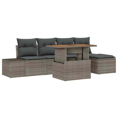 vidaXL Set da Pranzo da Giardino di 6 Pezzi con Cuscini Grigio in Rattan Sintetico e Acacia