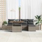 vidaXL Set da Pranzo da Giardino di 6 Pezzi con Cuscini Grigio in Rattan Sintetico e Acacia vidaXL Set da Pranzo da Giardino di 6 Pezzi con Cuscini Grigio in Rattan Sintetico e Acacia