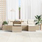 vidaXL Set da pranzo da giardino in 6 pezzi con cuscini beige in rattan sintetico e legno di acacia