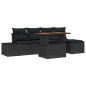vidaXL Set da Pranzo da Giardino 6 Pezzi con Cuscini in Rattan Nero e Acacia
