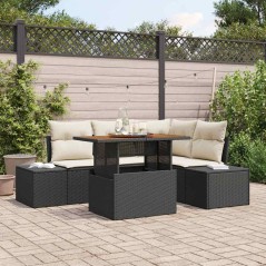 vidaXL Set da Pranzo da Giardino 5 Pezzi con Cuscini in Rattan Finto Nero e Acacia