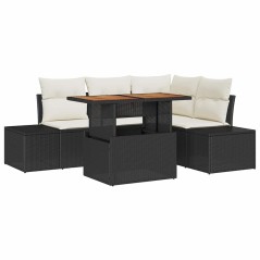 vidaXL Set da Pranzo da Giardino 5 Pezzi con Cuscini in Rattan Finto Nero e Acacia
