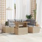 vidaXL Set da Pranzo da Giardino 5 Pezzi con Cuscini – Beige in Polyrattan e Acacia