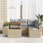 vidaXL Set da Pranzo da Giardino 5 Pezzi con Cuscini – Beige in Polyrattan e Acacia