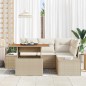 vidaXL Set da Pranzo da Giardino 5 Pezzi con Cuscini Beige in Rattan Sintetico e Acacia