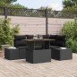vidaXL Set da pranzo per il giardino in 5 pezzi con cuscini in rattan nero e legno di acacia