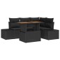 vidaXL Set da pranzo per il giardino in 5 pezzi con cuscini in rattan nero e legno di acacia