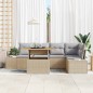 vidaXL Set da Pranzo da Giardino in 6 Pezzi con Cuscini Beige in Rattan Sintetico e Acacia