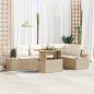 vidaXL Set da pranzo da giardino 6 pezzi in rattan sintetico beige con cuscini
