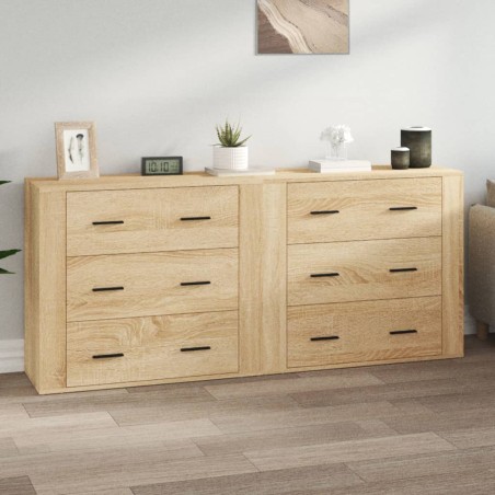 vidaXL Credenze 2 pz Rovere Sonoma in Legno Multistrato