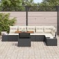 vidaXL Set da Pranzo da Giardino 7 Pezzi con Cuscini in Rattan Nero e Acacia