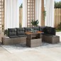 vidaXL Set da pranzo da giardino 7 pezzi con cuscini grigi in rattan sintetico e acacia vidaXL Set da pranzo da giardino 7 pezzi con cuscini grigi in rattan sintetico e acacia