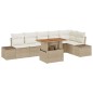 vidaXL Set da pranzo da giardino 7 pezzi con cuscini beige in rattan sintetico e acacia.
