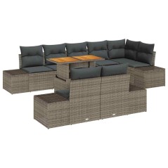 vidaXL Set da Pranzo da Giardino 9 Pezzi con Cuscini Grigio in Rattan Sintetico e Acacia
