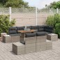 vidaXL Set da Pranzo da Giardino 9 Pezzi con Cuscini Grigio in Rattan Sintetico e Acacia vidaXL Set da Pranzo da Giardino 9 Pezzi con Cuscini Grigio in Rattan Sintetico e Acacia
