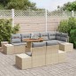 vidaXL Set da Pranzo per Giardino 9 Pezzi con Cuscini in Rattan Poliestere Beige e Acacia