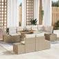vidaXL Set da pranzo da giardino 9 pezzi con cuscini beige in polirattan e acacia vidaXL Set da pranzo da giardino 9 pezzi con cuscini beige in polirattan e acacia