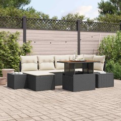 vidaXL Set da giardino di 7 pezzi con cuscini in rattan sintetico e acacia