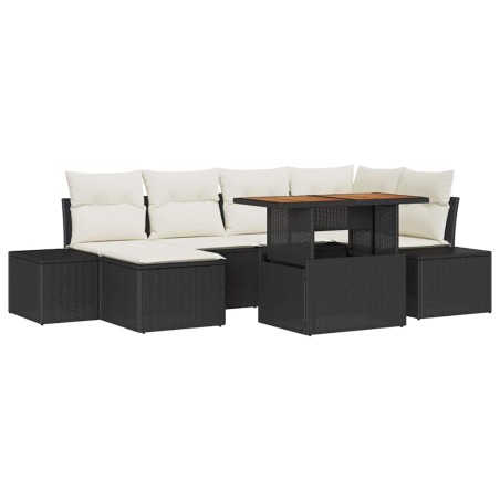 vidaXL Set da giardino di 7 pezzi con cuscini in rattan sintetico e acacia