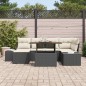 vidaXL Set da giardino di 7 pezzi con cuscini in rattan sintetico e acacia