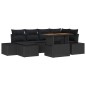 vidaXL Set da pranzo da giardino 7 pezzi con cuscini in rattan sintetico nero e legno di acacia vidaXL Set da pranzo da giardino 7 pezzi con cuscini in rattan sintetico nero e legno di acacia