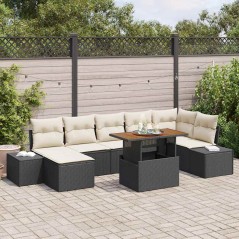 vidaXL Set da pranzo da giardino 8 pezzi con cuscini in rattan sintetico nero e acacia