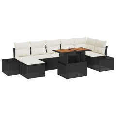 vidaXL Set da pranzo da giardino 8 pezzi con cuscini in rattan sintetico nero e acacia