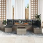 vidaXL Set da Pranzo da Giardino 8 Pezzi con Cuscini Grigi in Rattan Sintetico e Legno di Acacia
