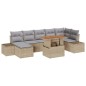 vidaXL Set Pranzo da Giardino 8 Pezzi con Cuscini Beige in Polyrattan Acacia vidaXL Set Pranzo da Giardino 8 Pezzi con Cuscini Beige in Polyrattan Acacia