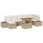 vidaXL Set da Pranzo da Giardino 8 Pezzi con Cuscini Beige in Rattan Sintetico e Acacia