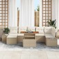 vidaXL Set da Pranzo da Giardino 8 Pezzi con Cuscini Beige in Rattan Sintetico e Acacia