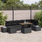 vidaXL Set da Pranzo per Giardino da 8 Pezzi con Cuscini in Rattan Nero e Acacia