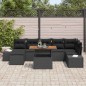 vidaXL Set da Pranzo per Giardino da 8 Pezzi con Cuscini in Rattan Nero e Acacia