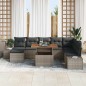 vidaXL Set da pranzo da giardino 9 pezzi con cuscini grigi in polyrattan e acacia