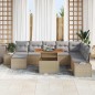 vidaXL Set da Pranzo da Giardino in 9 Pezzi con Cuscini Rattan Beige Acacia