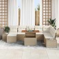 vidaXL Set da Pranzo da Giardino da 9 Pezzi con Cuscini Beige in Rattan Sintetico e Acacia vidaXL Set da Pranzo da Giardino da 9 Pezzi con Cuscini Beige in Rattan Sintetico e Acacia