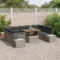 vidaXL Set da pranzo da giardino da 10 pezzi con cuscini in polirattan grigio e acacia vidaXL Set da pranzo da giardino da 10 pezzi con cuscini in polirattan grigio e acacia