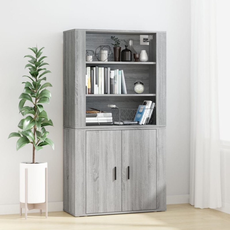 Credenza Grigio Sonoma in Legno Multistrato Credenza Grigio Sonoma in Legno Multistrato